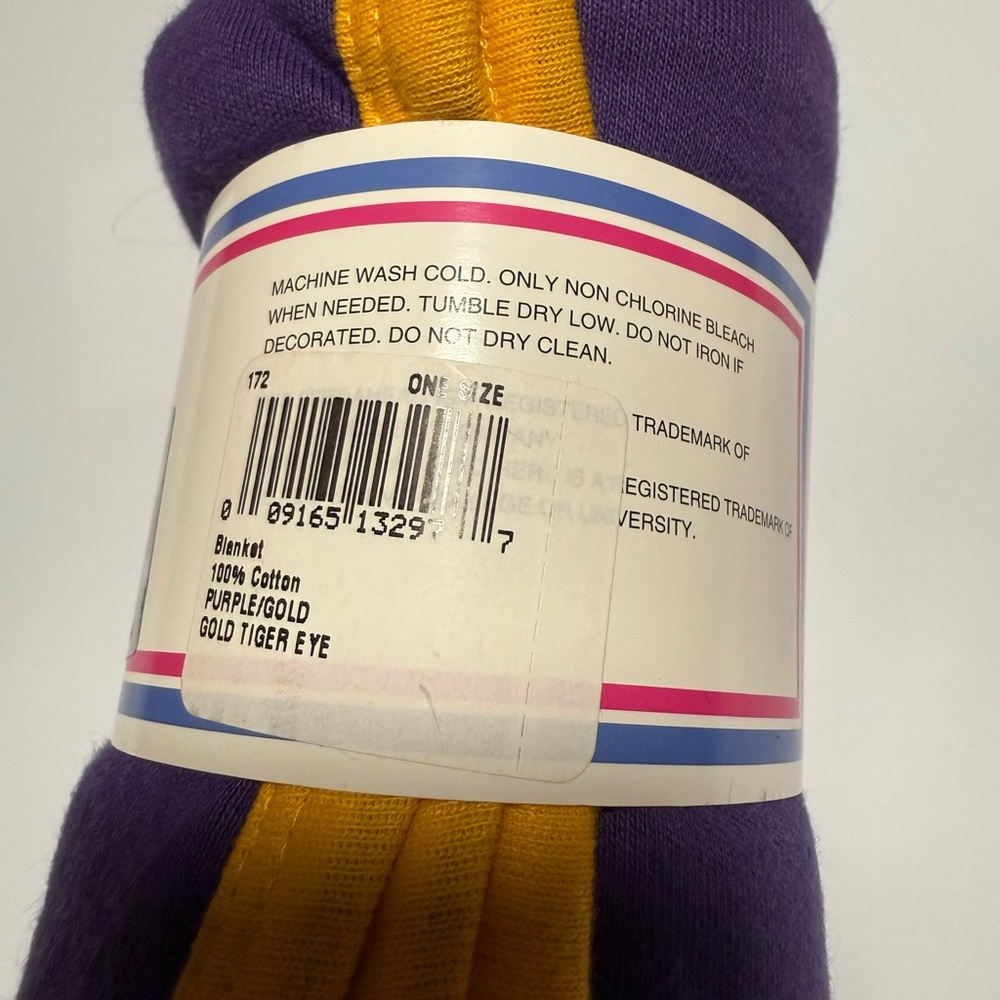 NWT vintage Purple LSU Tiger Eye Baby Blanket - Picture 2 of 2